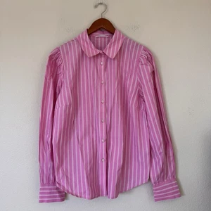 Rosa und weiß gestreifte Damenhemdbluse mit Knopfleiste Größe Medium - Bild 1 von 6