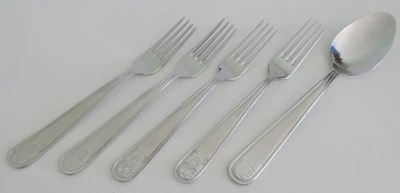 IKEA ATBART 224 22 Stainless Steel 4 SALAD FORKS + 1 SOUP SPOON 5 Pcs - Image 1 of 4