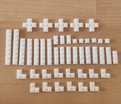 45 LEGO white plates: 3024 3023 3623 3710 3666 3460 corner 2420 cross 15397 - image 1 of 3