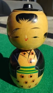 Uomo Kokeshi in legno giapponese vintage - BELLO 5" - Foto 1 di 3