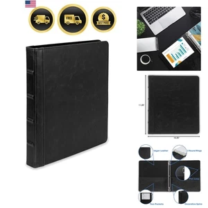 Leder Mini 3 Ringe Ordner Organizer Planer Portfolio schwarz 0,5 Zoll - Bild 1 von 9