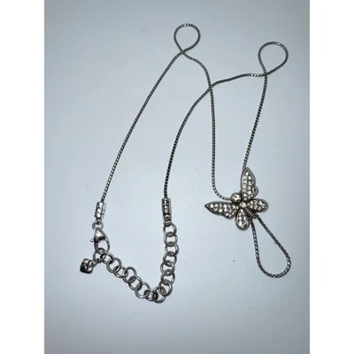 Brighton Faux Diamond Crystal Butterfly Silver Chain Pendant Necklace RETIRED - Изображение 1 из 4