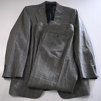 Vtg USA Made Austin Reed 42L 34x32 Gray Glenn Check 100% Wool Mens Suit - Image 1 of 4