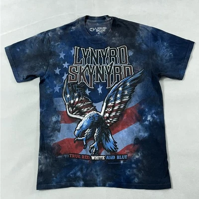 Lynyrd Skynyrd Shirt Mens Medium Liquid Blue Tie Dye True Red White Blue 2014 - Image 1 of 4