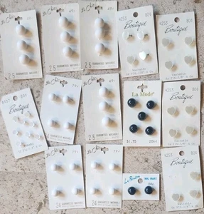 54 Vtg Plastic Dome/heart Shaped Shank Buttons 14Cards Sewing Craft Buttons - Picture 1 of 4