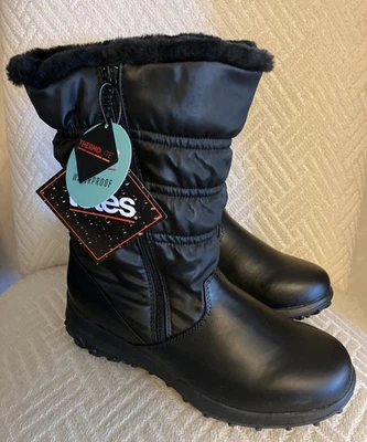 TOTES женщин черный MADINA водонепроницаемый зимние ботинки без шнуровки 10 М искусственного меха стороны молнии - Изображение 1 из 4