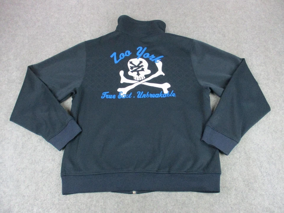 Chaqueta Zoo York Para Hombres 2XL Negra Calavera Huesos Cruzados True East Irrompible Cremallera Completa Foto 1 de 4