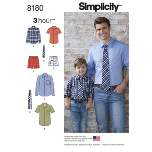 SIMPLICITY Schnittmuster 8180 Herren Jungen Shirts, Shorts, Krawatte S-L/S-XL RABATTIERT - Bild 1 von 6