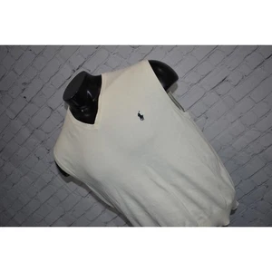 Polo Ralph Lauren Sweater Vest Mens Size XL Pullover White Pima Cotton V-Neck - Picture 1 of 5