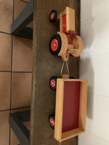 Vintage DDR Holztrecker mit Anhänger 61cm lang - Bild 1 von 5
