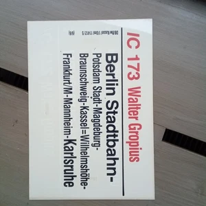 Zuglaufschild IC 173 Walter Gropius + IC 172 Walter Gropius - Bild 1 von 2
