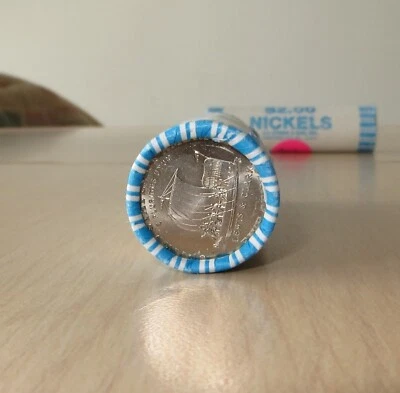 2004p Jefferson Keel Boat nickel Bank Roll, MSN1, Roll uncirculated nickels rare - Image 1 of 4