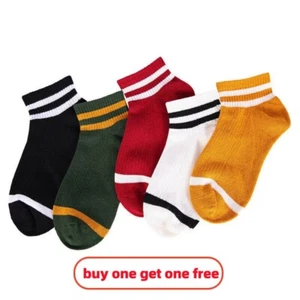 5 Pairs Striped Ankle Low Cut Casual Classic Women Cotton Girl Sport Socks 5-9 - Picture 1 of 9