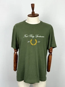 Fred Perry Green Big Logo Men's Short Sleeve Shirt Size L - Picture 1 of 20