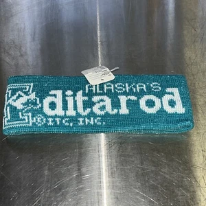 Vintage 90s Alaska Iditarod Dog Sled Race Headband Teal Winter Snow Cold - Picture 1 of 2