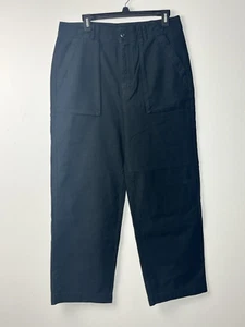 J Crew Wide Leg Cargo Pant in Sateen Cotton Womens 8 Black Pants Patch Pockets - Picture 1 of 9