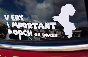 VERY IMPORTANT POOCH on board-choose your own silhouette car sticker decal vinyl - Picture 1 of 4