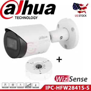 Dahua Starlight POE 8MP 4K IP Camera IPC-HFW2841S-S MIC + J Box Bracket PFA130-E - Picture 1 of 17