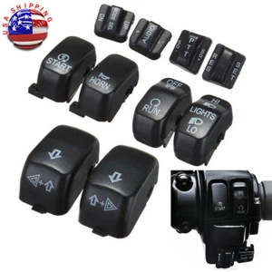 10pcs Black Hand Control Switch Housing Cover Button Caps Fit For Harley Touring - Bild 1 von 19