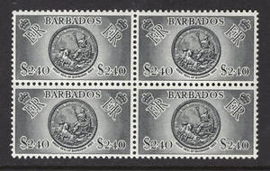 M23143 Barbados 1957 SG301 QEII: $2.40 black in a block of 4. UMM, Cat £34 - Picture 1 of 1