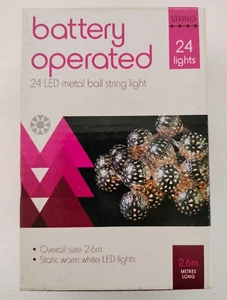 String Lights Christmas Fairy Lights 24 Metal Ball 2.6M - Picture 1 of 3