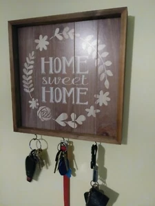 1ea 11.5x11.5 Inspirational Wall Decor with 3 key hooks for easy key placements - Picture 1 of 6