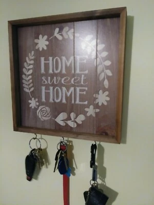 1ea 11.5x11.5 Inspirational Wall Decor with 3 key hooks for easy key placements - Image 1 of 4