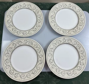 4 Johnson Bros Acanthus Cream Dinner Plate Scrolls Greek Key 10 7/8 Discontinued - Picture 1 of 6