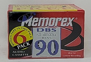 Memorex DBS 90 Audio Cassettes 6 pack Type I Normal Bias Brand New Sealed NOS - Picture 1 of 6