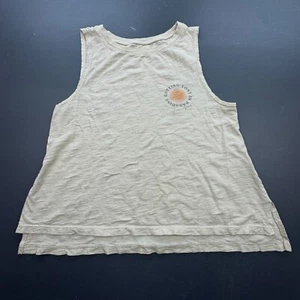 Camiseta sin mangas Roxy para mujer pequeña beige gráfica camiseta muscular Getting Lost in Paradise - Imagen 1 de 6
