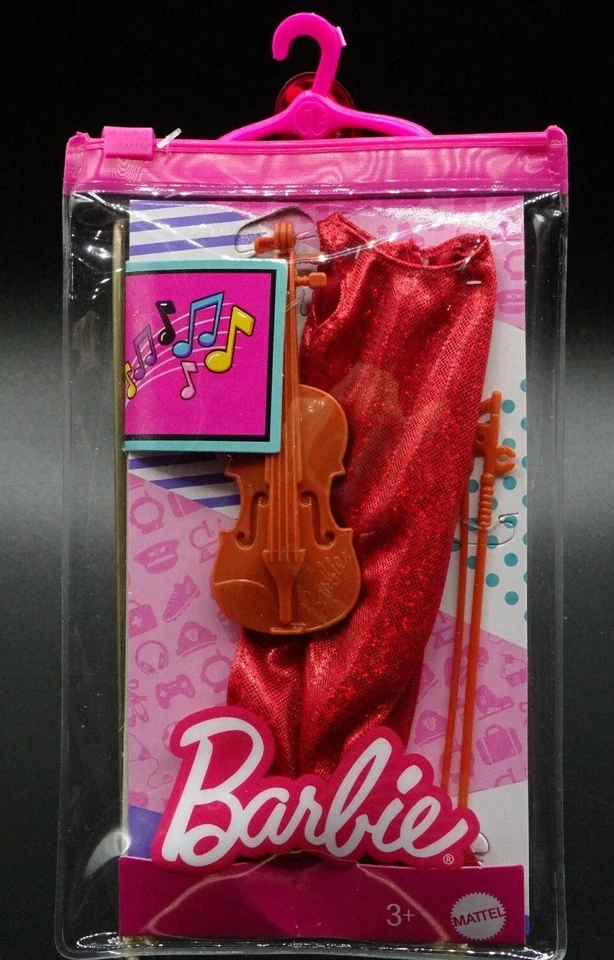 Barbie Fashion Pack Red Sparkly Dress Violin & Bow Grc53 - 2021