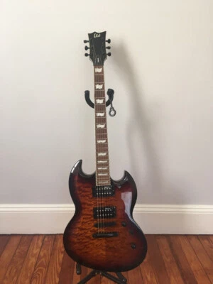 LTD VIPER-256 - Marrón Oscuro Sunburst - Top Acolchado Arce Caoba Cuerpo y Cuello Foto 1 de 4