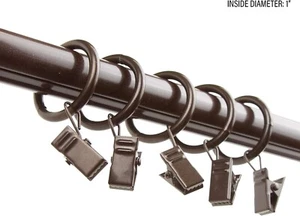 Rod Desyne 1" Curtain Rings with Clips - Set of 10 - Cocoa - Picture 1 of 3