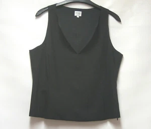 DESIGNER ARMANI SCHWARZ WOLLMISCHUNG BLUSE TOP GEFÜTTERT UK14 RN#103723 HARVEY NICHOLS - Bild 1 von 3