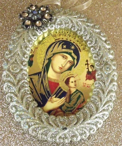 New Our Lady of Perpetual Help Picture Frame Catholic Christmas Ornament - Picture 1 of 5