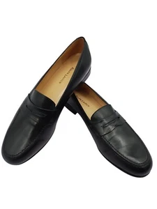 Mocassini slip-on Ralph Lauren uomo Made Spain in pelle nera con tomaia 11 B - Foto 1 di 9