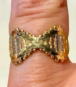 Beautiful Vintage 14k Tri-Gold Band Ring, Size 6, 4.3g - Picture 1 of 12