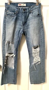 Levi’s 505 Straight Denim Jeans 14 Distressed Kids Size 14 Reg 27” W x 27”L - Picture 1 of 5