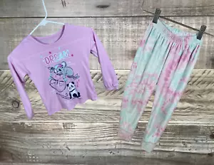 Wonder Nation Girls XS (4-5) Pajama Shirt Pants Pink Green Tie Dye Fleece PJ Set - Picture 1 of 7