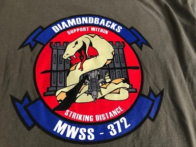 Diamondbacks Marine Wing Support Squadron MWSS-372 Striking D T- Shirt Men’s XL - Image 1 of 4