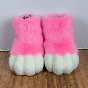 22 COLORS Furry Paw Shoes Husky Fox Fursuit Feet Long Fur Cosplay Outdoor Feet - Picture 1 of 46