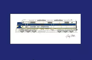 Bangor & Aroostook E7 #10 11""x17"" estampado enmarañado firmado por Andy Fletcher - Imagen 1 de 1