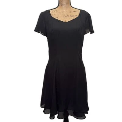 Vintage 90s Onyx Nite Little Black Dress Mini Fit & Flare Classic Hoco Size 10 - Image 1 of 4