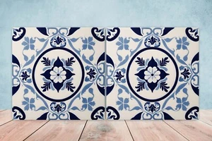 Azulejos de pared de cerámica griega - Juego de 2 azulejos de arte de cerámica para salpicadero de cocina para baño - Imagen 1 de 3