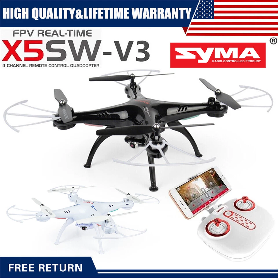 Syma X5SW-V3 WiFi FPV Drone 2.4Ghz 4CH 6-Axis Gyro RC Quadcopter Drone Toy Gifts - Image 1 of 1
