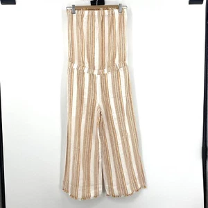 Anthropologie Cloth & Stone Vertical Stripe Strapless Cropped Jumpsuit XS Boho - Picture 1 of 8