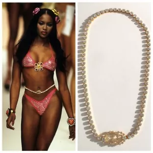 Chanel Vintage Barbie 1995 Crystal Rhinestone Embellished Chain Waist Gold Belt - Picture 1 of 19
