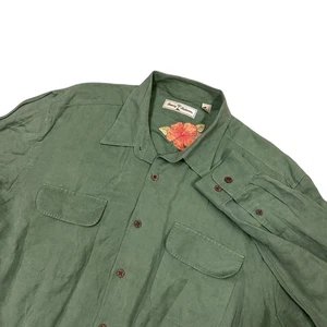 Tommy Bahama Leinen Seide Hemd Herren XL Grün Knopfleiste Langarm Hawaii - Bild 1 von 7