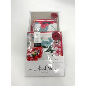 NUEVO CON ETIQUETAS Madeleine By Anne De Solene Floral 100% Algodón KING & Boudoir Sham Set (3) - Imagen 1 de 9