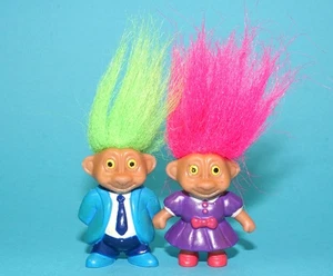 TROLLS GOOD LUCK BABY TROLL PVC FIGURES COUPLE 1992 SOMA - Picture 1 of 4